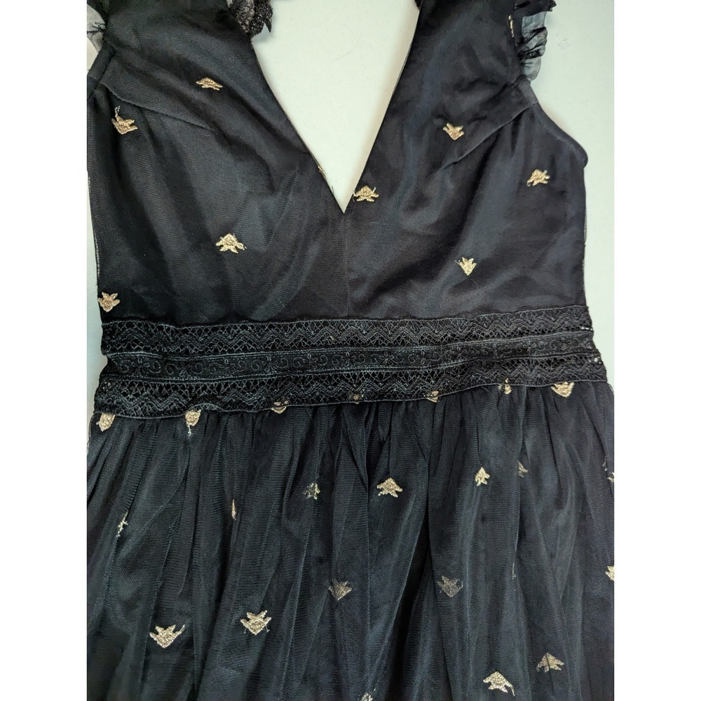 Romantic Black Embroidered Bee Mesh Maxi Dress | Ethereal Dark Cottagecore - Picture 12 of 16